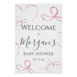 Póster Signo de bienvenida Baby Shower de color rosa, tab