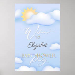 Póster Signo de bienvenida Baby Shower de color turbio ed