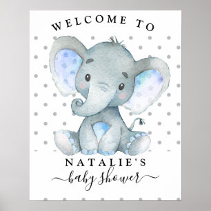Póster Signo de bienvenida Baby Shower de Elephant Boy Bl
