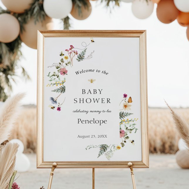 Póster Signo de bienvenida Baby Shower de Flor silvestre  (Subido por el creador)