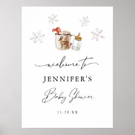 Póster Signo de bienvenida Baby Shower de invierno de cho