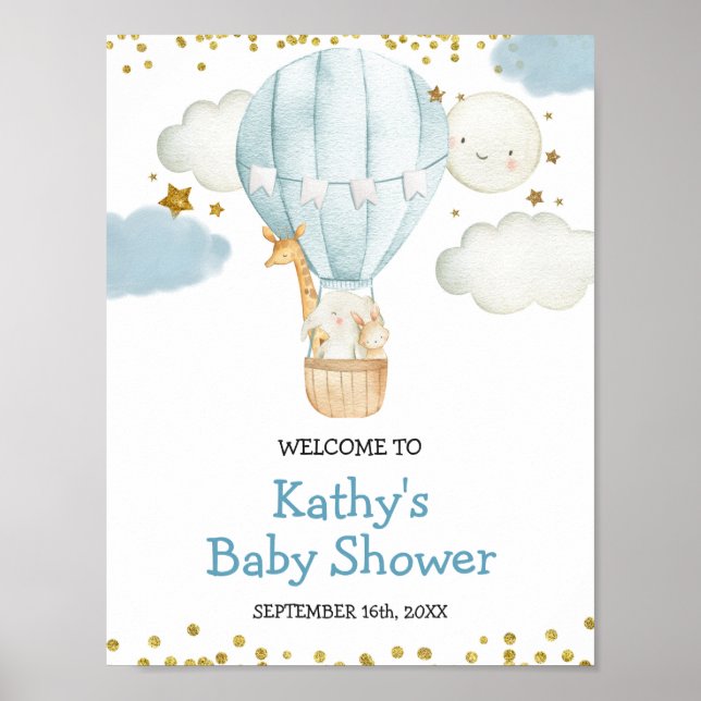 Póster Signo de bienvenida Baby Shower de la jungla de gl (Frente)