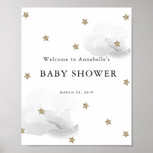 Póster Signo de bienvenida Baby Shower de las estrellas d