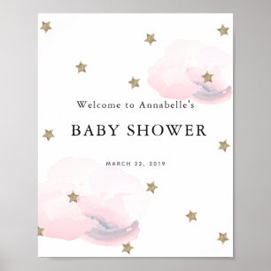 Póster Signo de bienvenida Baby Shower de las estrellas d