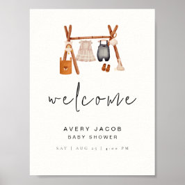 Póster Signo de bienvenida | Baby Shower de ropa mínima d