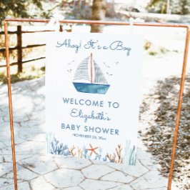 Póster Signo de bienvenida Baby Shower de Sailboat Boy