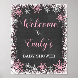 Póster Signo de bienvenida Baby Shower del Chica de copo