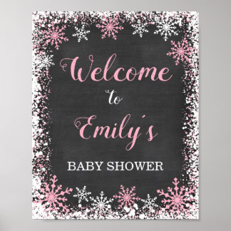 Póster Signo de bienvenida Baby Shower del Chica de copo