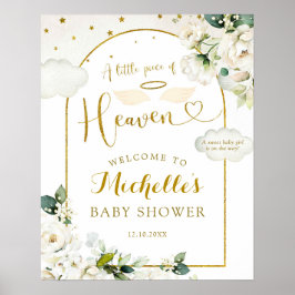 Póster Signo de bienvenida Baby Shower del cielo floral b
