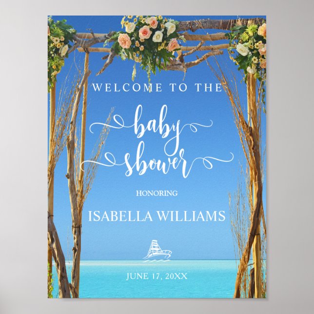 Póster Signo de bienvenida | Baby Shower Floral Summer Be (Frente)