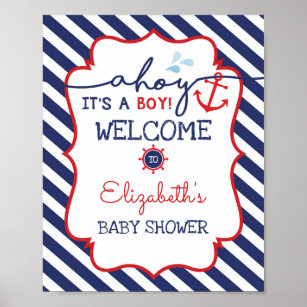 Póster Signo de bienvenida Baby Shower nautical Decoració