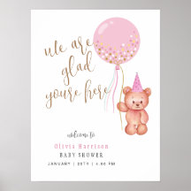 Signo de bienvenida Baby Shower para globo rosa de