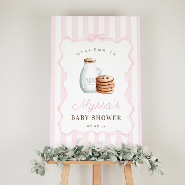 Póster Signo de bienvenida Baby Shower rosa para leche y  (Subido por el creador)