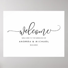 Póster Signo de bienvenida boda - caligrafía de abalanzam