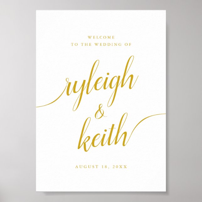 Póster Signo de bienvenida boda con caligrafía de moda (Frente)