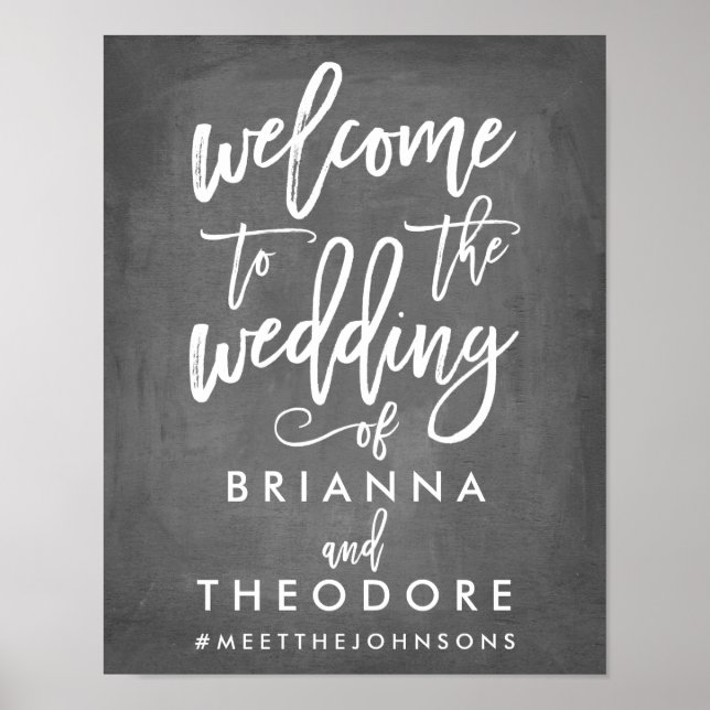 Póster Signo de bienvenida Boda con la mano de moda (Frente)