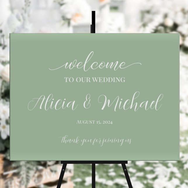 Póster signo de bienvenida boda con verde menta (Subido por el creador)