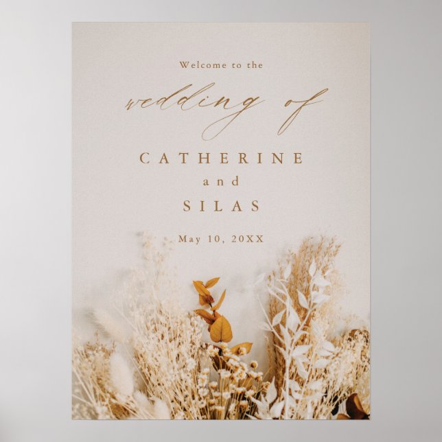 Póster Signo de bienvenida Boda de las flores de otoño de (Frente)