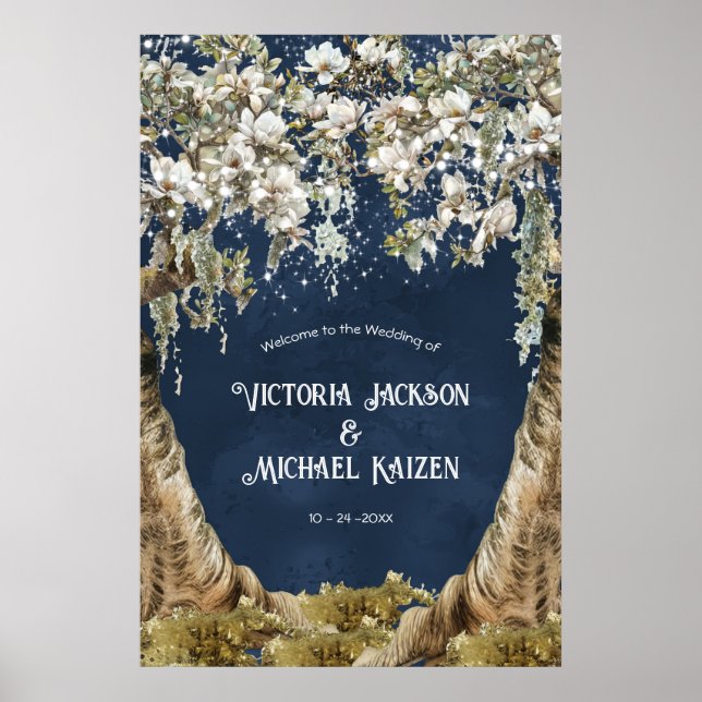 Póster Signo de bienvenida Boda de Magnolia y Moss (Frente)