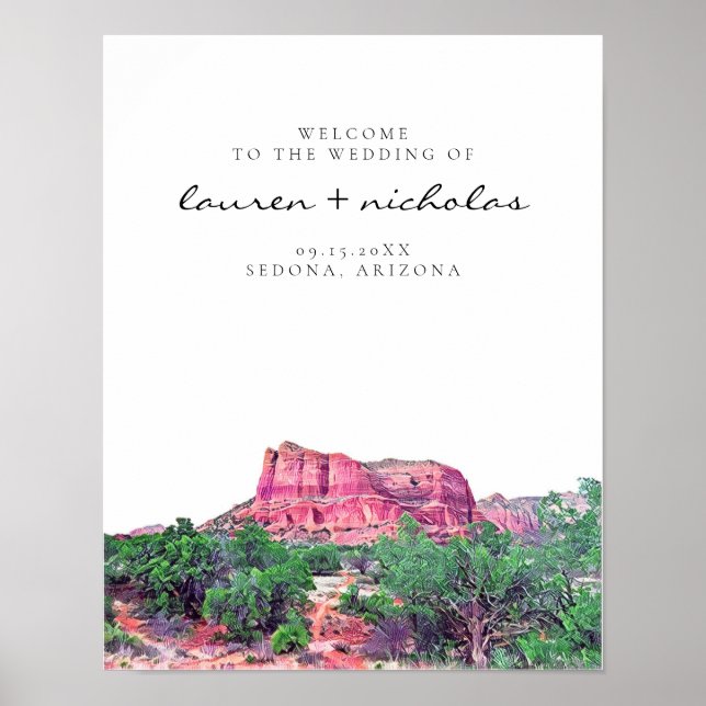 Póster Signo de bienvenida Boda de Sedona Arizona (Frente)