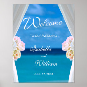 Póster Signo de bienvenida Boda de verano de Ocean Beac