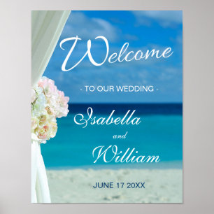 Póster Signo de bienvenida Boda de verano de Ocean Beac