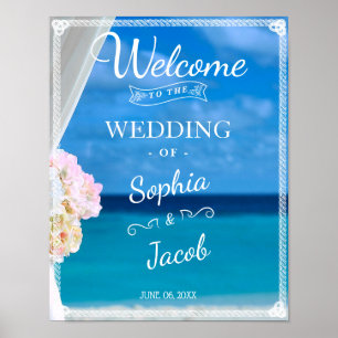 Póster Signo de bienvenida   Boda de verano de Ocean Beac