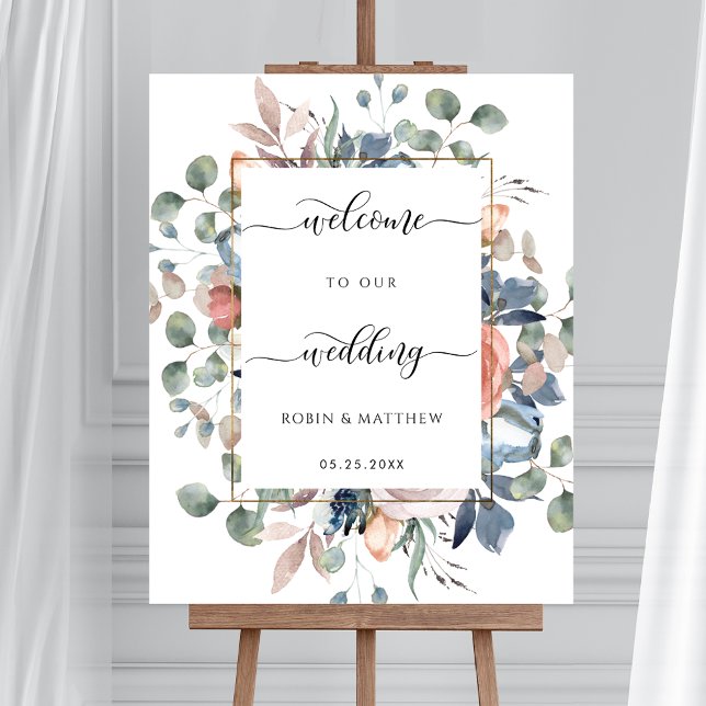 Póster Signo de bienvenida boda, espléndida floral y verd (Subido por el creador)