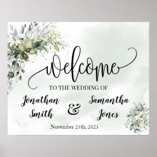 Póster signo de bienvenida boda eucalipto poster suculent