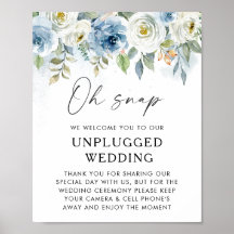 Signo de bienvenida Boda Floral Azul desconectada