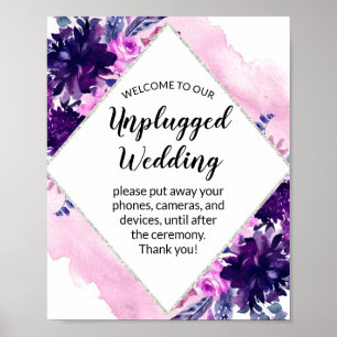 Póster Signo de bienvenida Boda floral encantado desconec