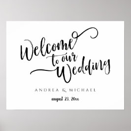 Póster Signo de bienvenida boda - Guión de pincel desorde