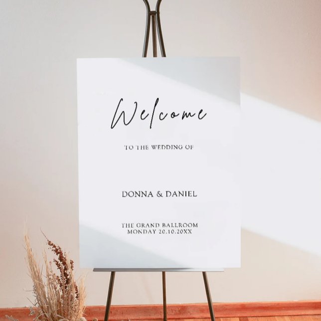 Póster Signo de bienvenida Boda moderno (Modern Wedding Welcome Sign)