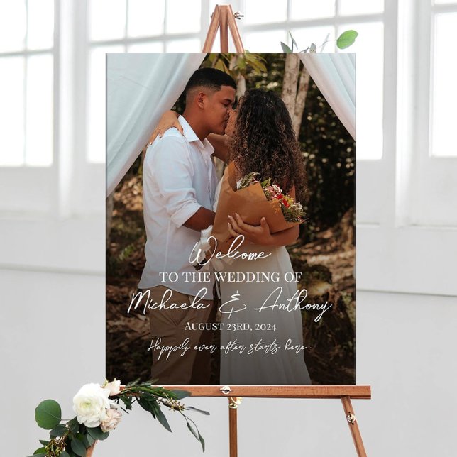 Póster signo de bienvenida boda personalizado con foto (Subido por el creador)
