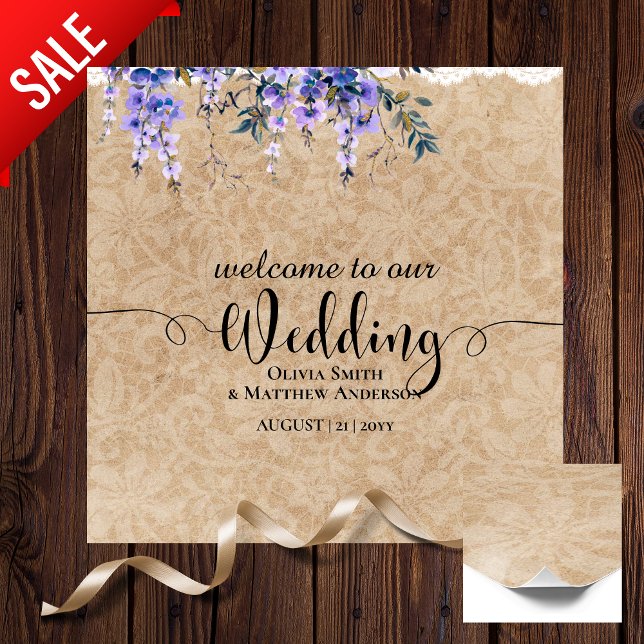 Póster Signo de bienvenida boda Púrpura Wisteria Lace (Subido por el creador)