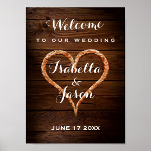 Póster Signo de bienvenida   Boda Rústico Metalizado de M