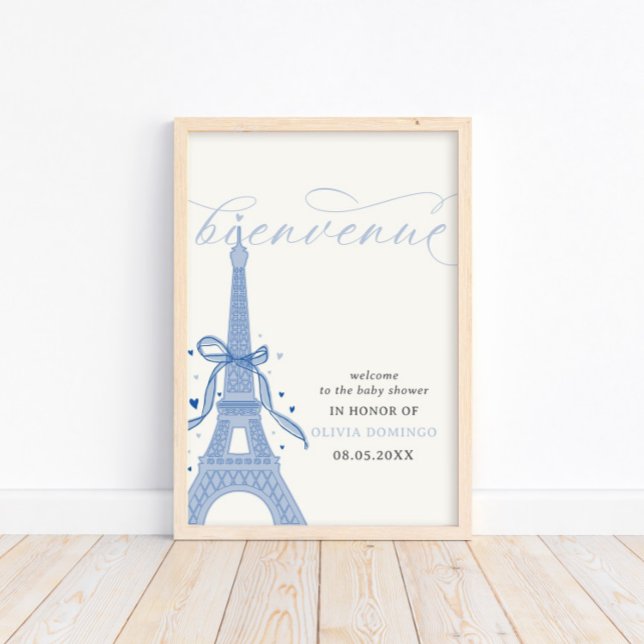 Póster Signo de bienvenida Bonjour Bébé Blue Paris Eiffel (Subido por el creador)