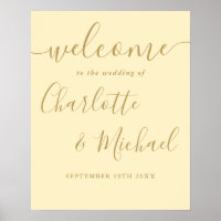 Signo de bienvenida Buttercup Boda Amarillo Y Oro