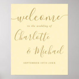 Póster Signo de bienvenida Buttercup Boda Amarillo Y Oro