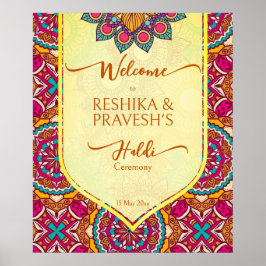 Póster Signo de bienvenida Cerise mandala rangoli