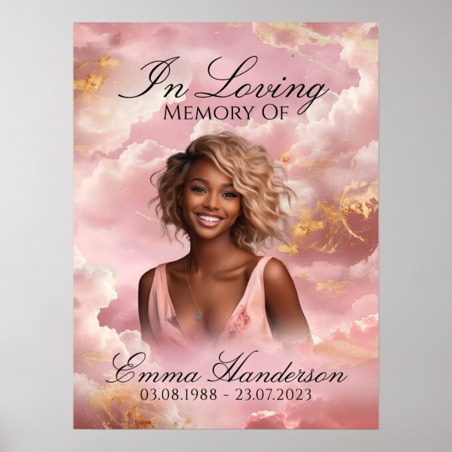 Póster Signo de bienvenida conmemorativo de las nubes ros (Frente)