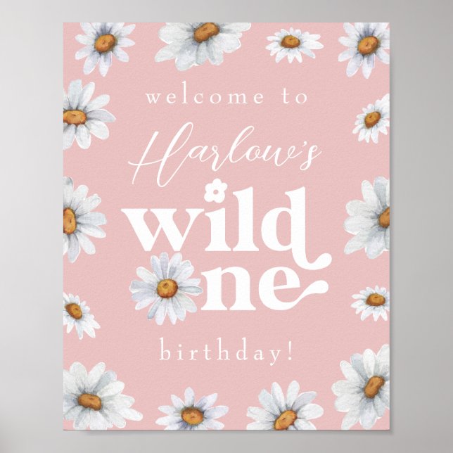 Póster Signo de bienvenida Daisy Wild One Chica primer cu (Frente)