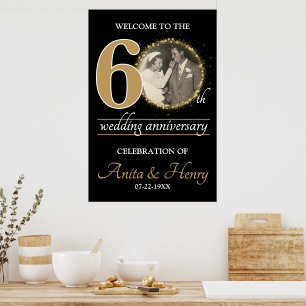 Póster Signo de bienvenida de 60 años o cualquier 0 anive