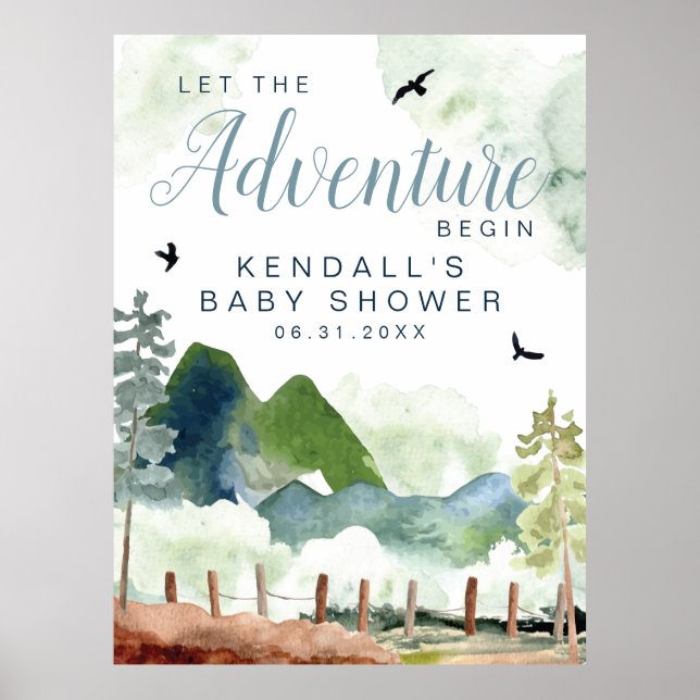 Póster Signo de bienvenida de Adventure Baby Shower (Frente)