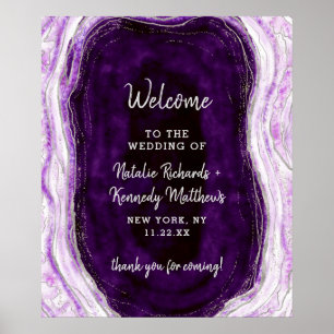 Póster Signo de bienvenida de Amethyst Purple & Silver Bo