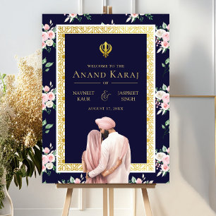 Póster Signo de bienvenida de Anand Karaj Boda de oro azu