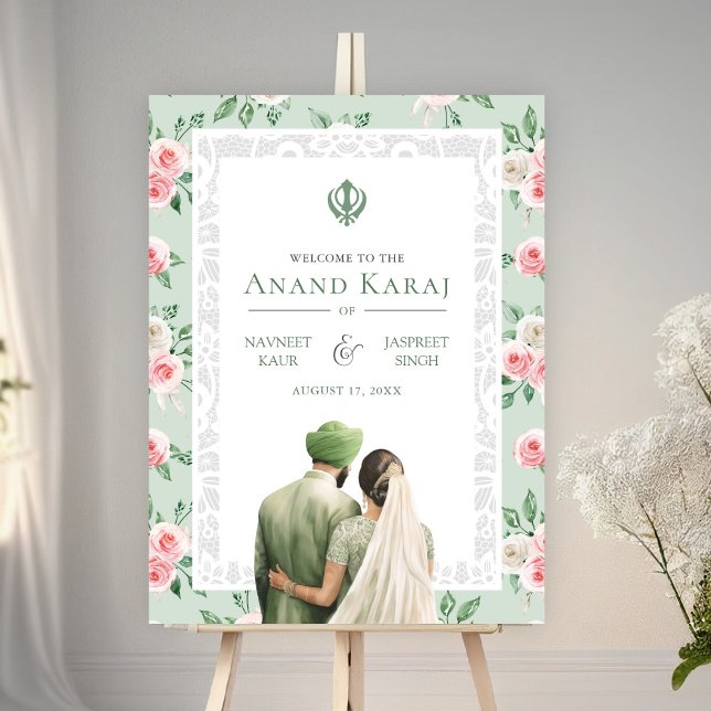 Póster Signo de bienvenida de Anand Karaj, floral rosa de (Subido por el creador)