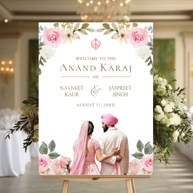 Póster Signo de bienvenida de Anand Karaj Sikh Boda flora (Subido por el creador)