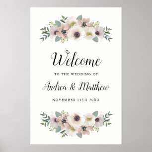 Póster Signo de bienvenida de Anemone Bouquet Boda