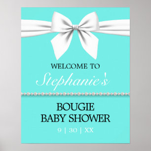 Póster Signo de bienvenida de Aqua Tiffany Baby Shower Ve